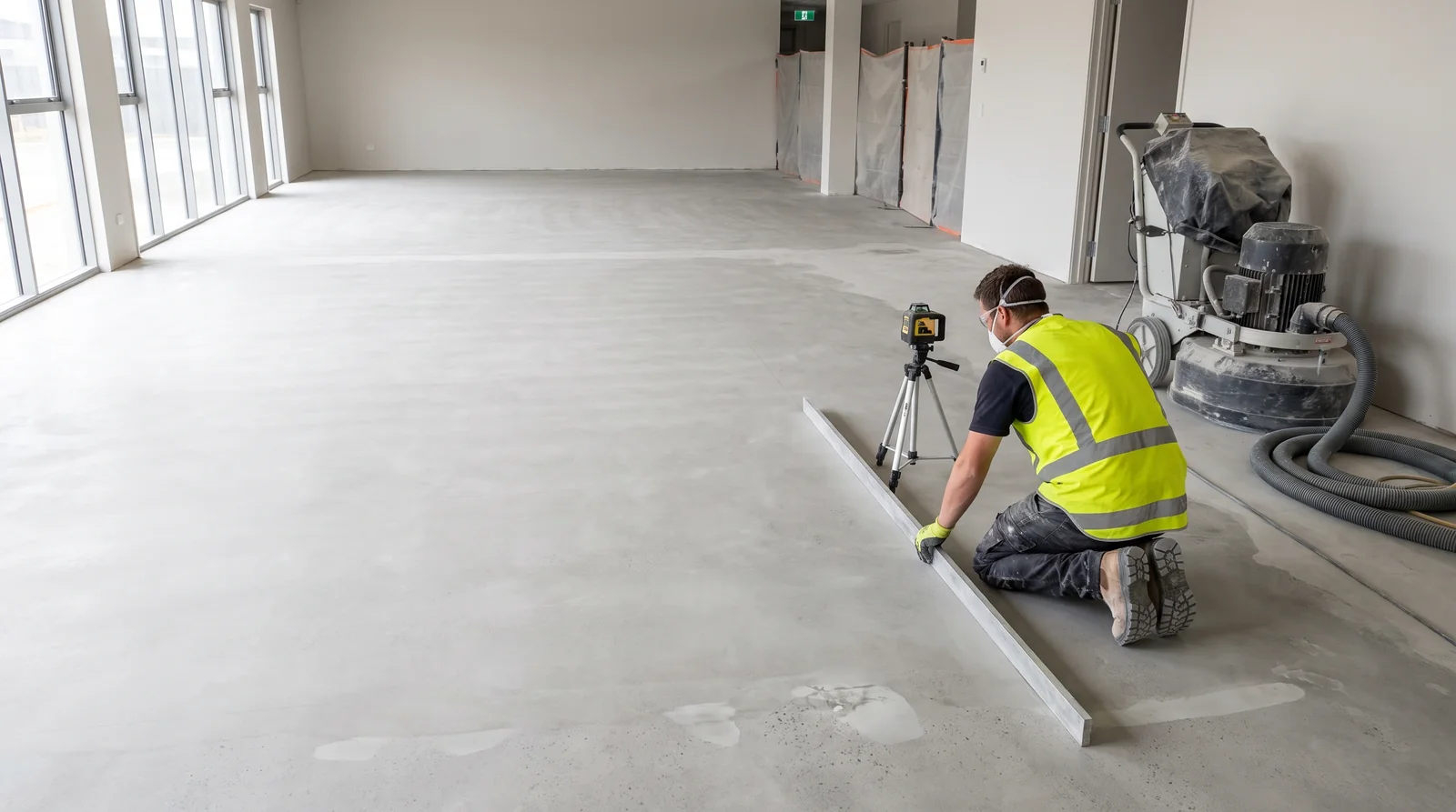 Illustrative floor preparation service scene