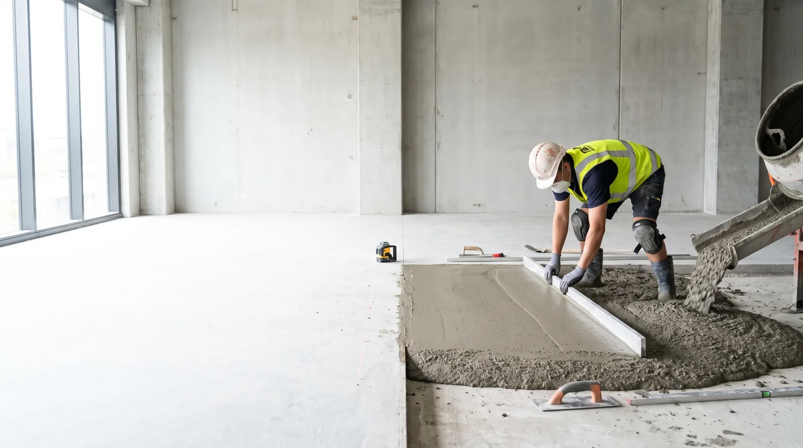 Illustrative screed flooring service scene